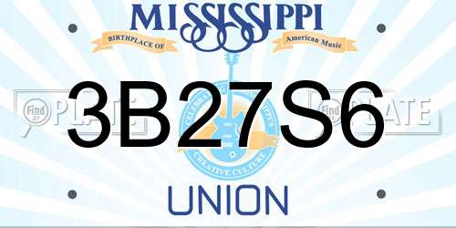 3B27S6 Mississippi License Plate
