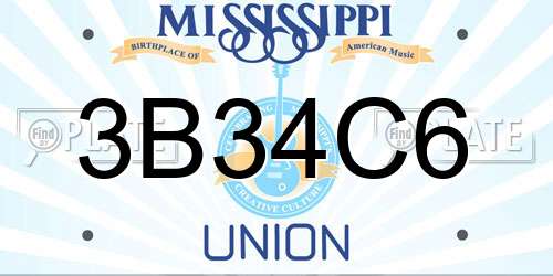 3B34C6 Mississippi License Plate