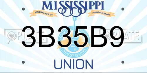 3B35B9 Mississippi License Plate