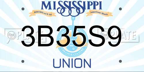 3B35S9 Mississippi License Plate