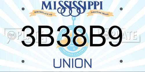 3B38B9 Mississippi License Plate