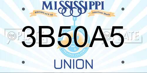 3B50A5 Mississippi License Plate
