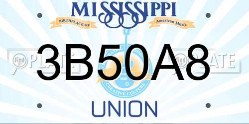 3B50A8 Mississippi License Plate