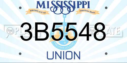 3B5548 Mississippi License Plate