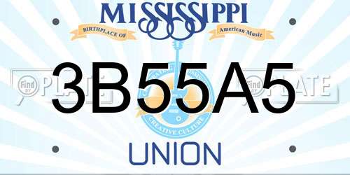 3B55A5 Mississippi License Plate