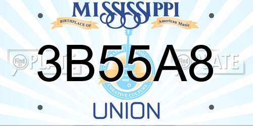 3B55A8 Mississippi License Plate