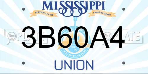3B60A4 Mississippi License Plate