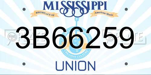 3B66259 Mississippi License Plate