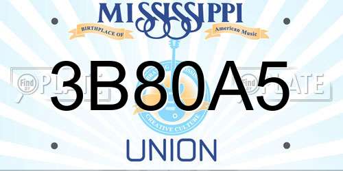 3B80A5 Mississippi License Plate