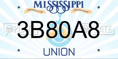 3B80A8 Mississippi License Plate