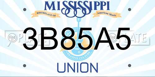 3B85A5 Mississippi License Plate