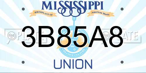 3B85A8 Mississippi License Plate