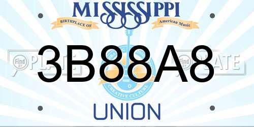 3B88A8 Mississippi License Plate