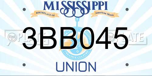 3BB045 Mississippi License Plate