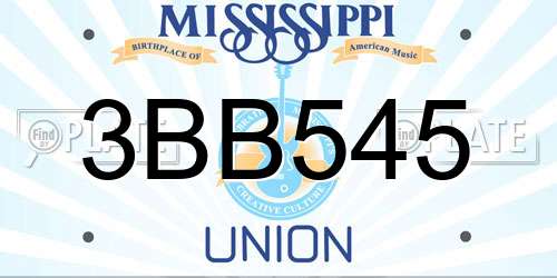 3BB545 Mississippi License Plate