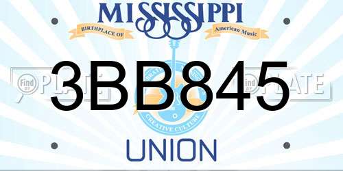 3BB845 Mississippi License Plate