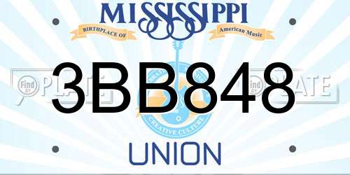 3BB848 Mississippi License Plate