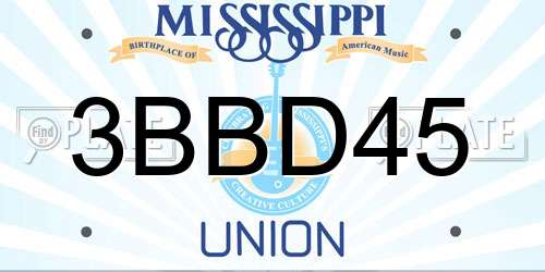 3BBD45 Mississippi License Plate