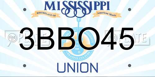 3BBO45 Mississippi License Plate