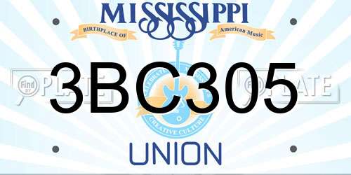 3BC305 Mississippi License Plate