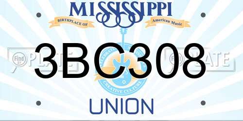 3BC308 Mississippi License Plate