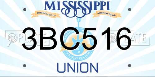 3BC516 Mississippi License Plate