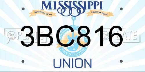 3BC816 Mississippi License Plate