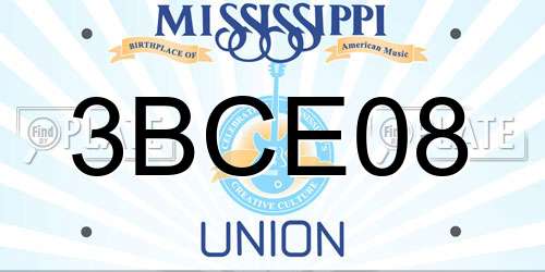 3BCE08 Mississippi License Plate