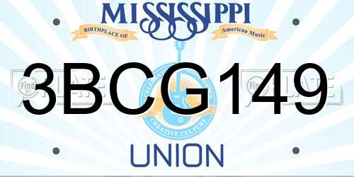 3BCG149 Mississippi License Plate
