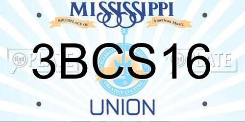 3BCS16 Mississippi License Plate