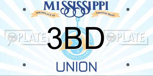 3BD Mississippi License Plate