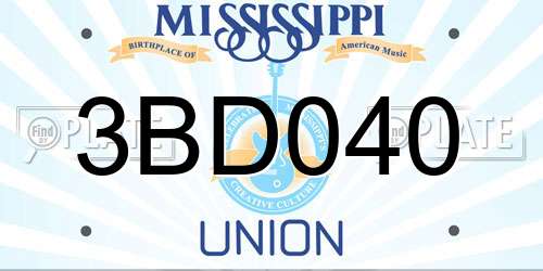 3BD040 Mississippi License Plate