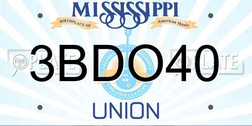 3BDO40 Mississippi License Plate