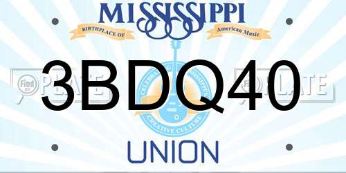 3BDQ40 Mississippi License Plate