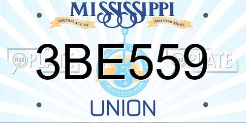 3BE559 Mississippi License Plate