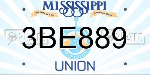3BE889 Mississippi License Plate
