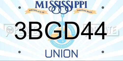 3BGD44 Mississippi License Plate