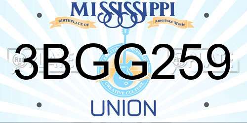 3BGG259 Mississippi License Plate