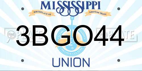 3BGO44 Mississippi License Plate