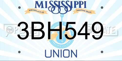 3BH549 Mississippi License Plate