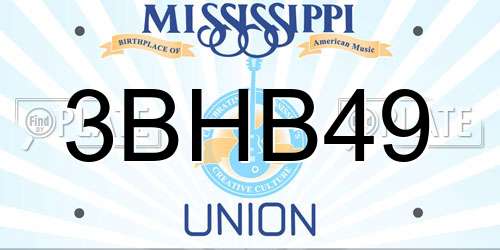 3BHB49 Mississippi License Plate