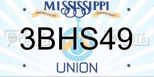 3BHS49 Mississippi License Plate