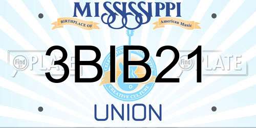 3BIB21 Mississippi License Plate