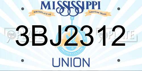 3BJ2312 Mississippi License Plate