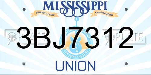 3BJ7312 Mississippi License Plate