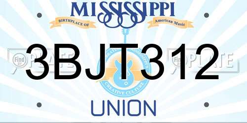 3BJT312 Mississippi License Plate