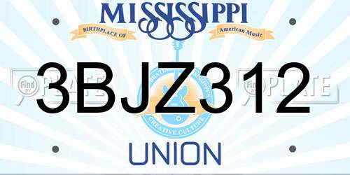 3BJZ312 Mississippi License Plate
