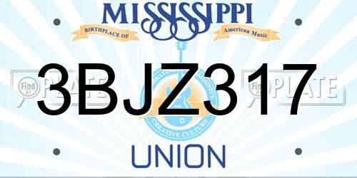 3BJZ317 Mississippi License Plate