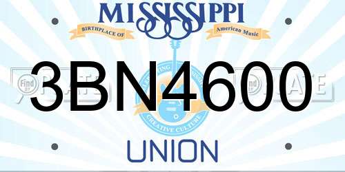 3BN4600 Mississippi License Plate