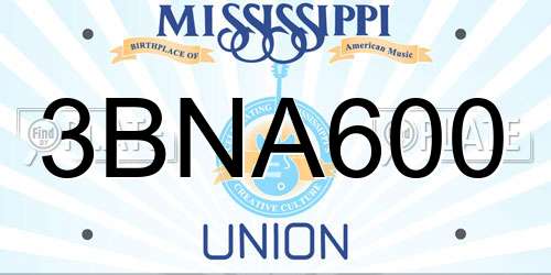 3BNA600 Mississippi License Plate
